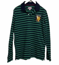 Rampant Sporting Men’s Navy And Green Striped Rugby  15 Top With Defects Size M