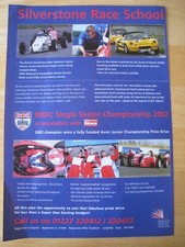 SILVERSTONE RACE SCHOOL BRDC SINGLE SEATER CHAMPION 2002 ADVERT A4 SIZE file 24