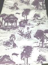 Mauve White Cotton Duck Toile Fabric~Drapery Upholstery~4 Yards~60" Wide