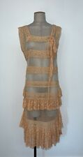 1920s PEACH LACE AND TULLE VINTAGE FLAPPER DRESS GATSBY DOWNTON