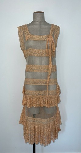 1920s peach lace and tulle - lace,