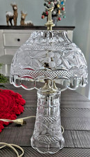 Vintage Hand Cut Heavy Led Crystal Glass Boudoir Lamp 15.5" To Top of Finial
