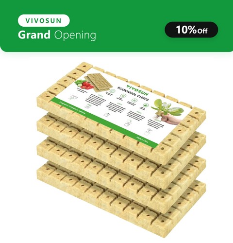 Vivosun 200 plugs rockwool - plugs, 1"