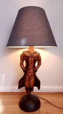 Beautiful Unique Large Solid Wood Dandy Figure Floor/Table Lamp with Shade VGC
