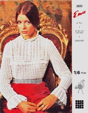 COPY VINTAGE CROCHET PATTERN Victorian style blouse Steampunk 4ply  34-38" 62