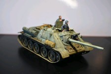 Built & Painted Tamiya 1/35 Tamiya SU-85 Soviet Army Tank Destroyer w 3 figures