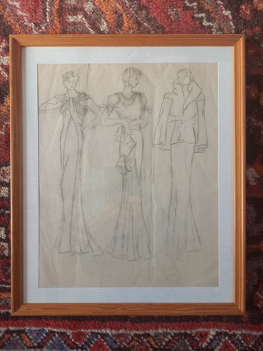 Framed vintage pencil - , sketch