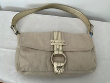 Kipling Bag - Beige Nylon with Gold Leather Grab Handle & Trimmings