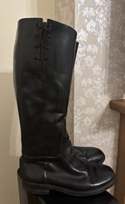 Vintage Black Leather Lace Front Riding Boots Size 9 Last Made In England