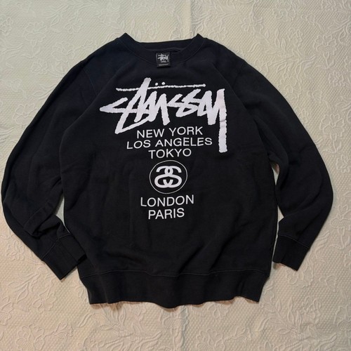 Black stussy crewneck sweater - crewneck,