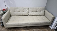 Dwell Marseille 3 Seater Grano Leather Sofa Stone colour 