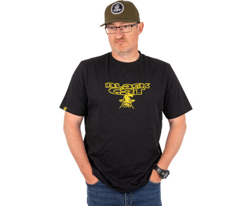 Black cat tee - black, distressed