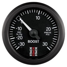 Stack Mechanical Turbo Boost Pressure Gauge -30 to +30 Psi Black Face 52mm 3112