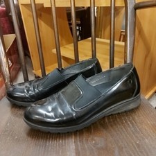 Heavenly Feet Ladies Slip on Shoes/Loafers Black Patent Leather Size 7 UK/40 EU