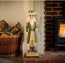 3ft Green Wood-Look Nutcracker Figure – Christmas Decoration Resin