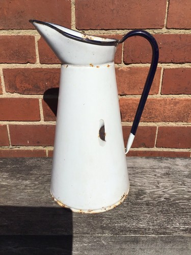 Large vintage white enamel - vintage,
