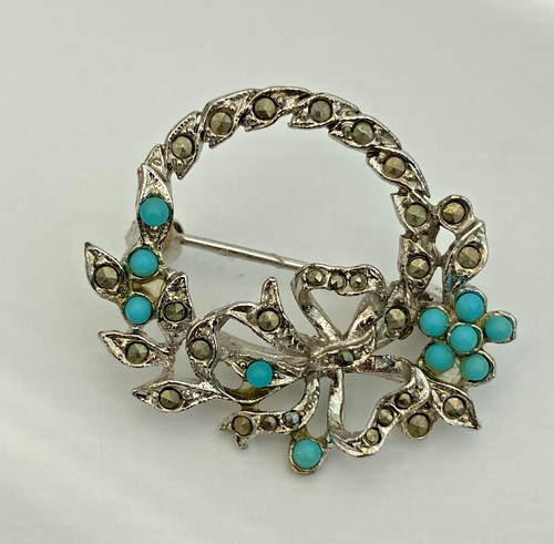 Vintage silver tone marcasite - silver,