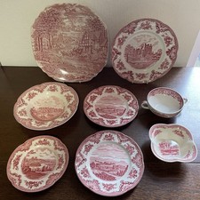 Bundle Job Lot Of Vintage Johnson Brothers Etc - Pink & White 8 Pieces