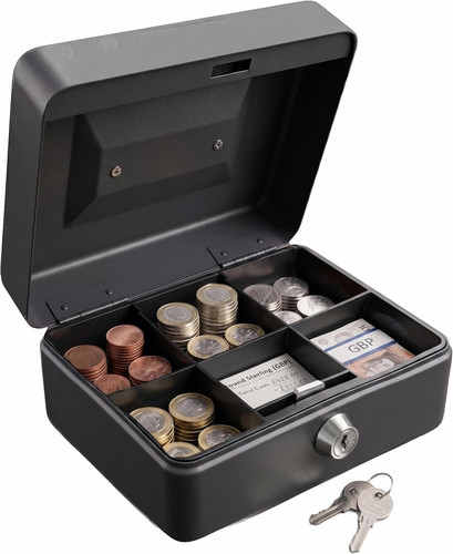 Metal money box tin - 6", steel
