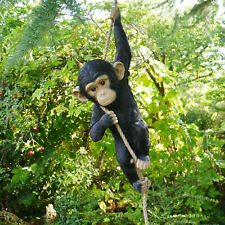 Climbing Monkey Ornament Hanging On Rope Garden Tree Statue Sculpture Decoration