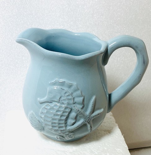 Seahorse ceramic creamer blue - seahorse,