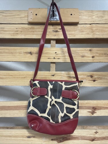 Vintage giraffe print red faux - print,