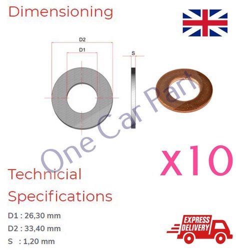 10x m26 metric copper washers - m26,