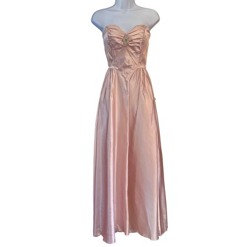 Vintage pink satin gown - pink,