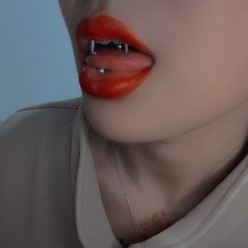 Lip tiger teeth nail piercing - teeth,