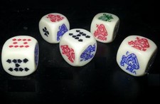 POKERCHIP SHOP 5  X POKER DICE CRAPS - NEW AND FREE SHIPPING