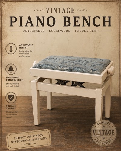 Vintage adjustable piano - adjustable, stool