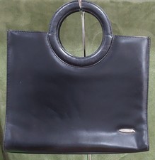Pierre Cardin Womens Vintage Fashion Black Leather Tote Bag Classic 25 x 30cm