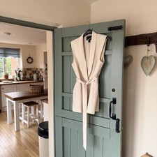 River Island Cream Longline Belted Waistcoat Size 10