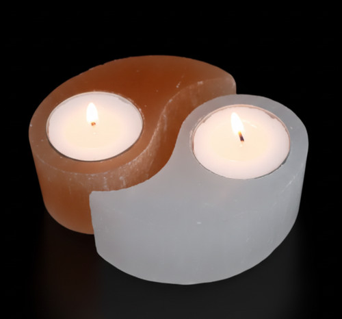 12cm selenite yin yang carving - selenite,