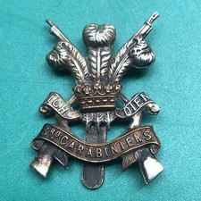 Original WW2 British Army 3rd Carabiniers Regiment Cap Badge
