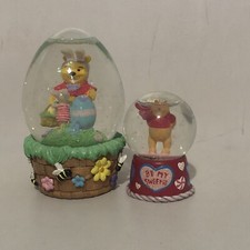 Disney Small Winnie The Pooh Snow Globe Bundle Valentines Easter Gift Glitter