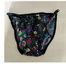 Floral Black 100% Silk Brief