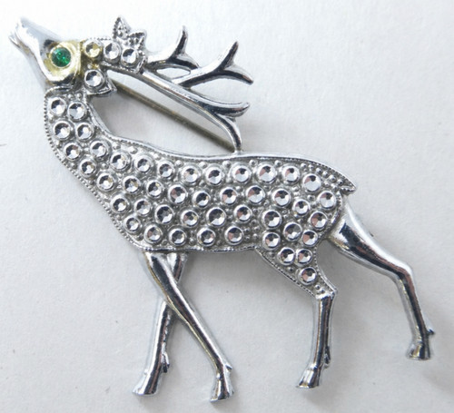 Stag deer brooch silver colour - stag,