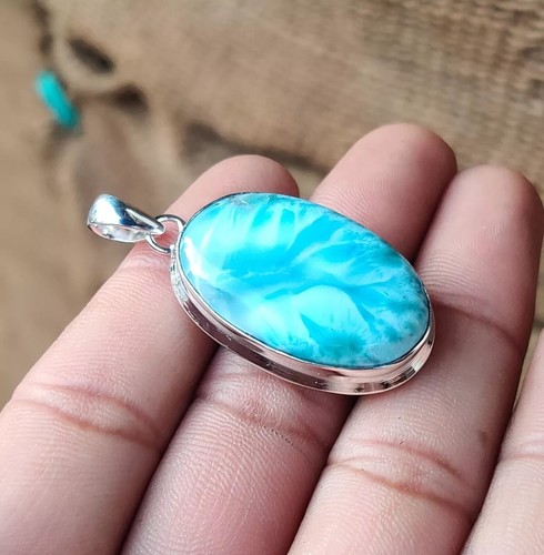 Larimar gemstone pendant 925 - gemstone,