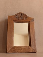 Vintage Rustic Pine Wood Carved Acorn Mirror