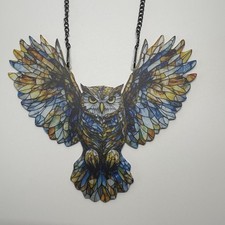 Owl Suncatcher Stained Glass Effect Acrylic Forest Bird Window Hanging Decor 20