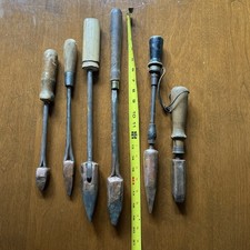 Lot of 6 Vintage / Antique Copper Soldering Irons with Wood Handles