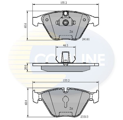 Brake pad set - front, mm