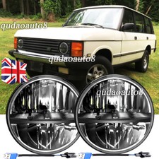 Black 7" Round LED Headlights Hi/Lo Fit 1970-1995 Land Rover Range Rover Classic