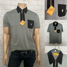 Gabicci Vintage "Charlie" Short Sleeve Polo,Black, Medium, BNWT