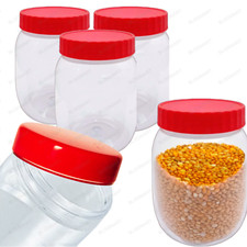 3X PLASTIC STORAGE JARS SCREW