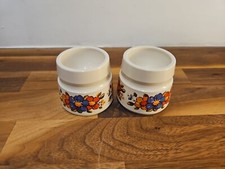 2 Vintage Melamine Stackable 1960’s Egg Cups Floral Design - VW Camper Van- Prop