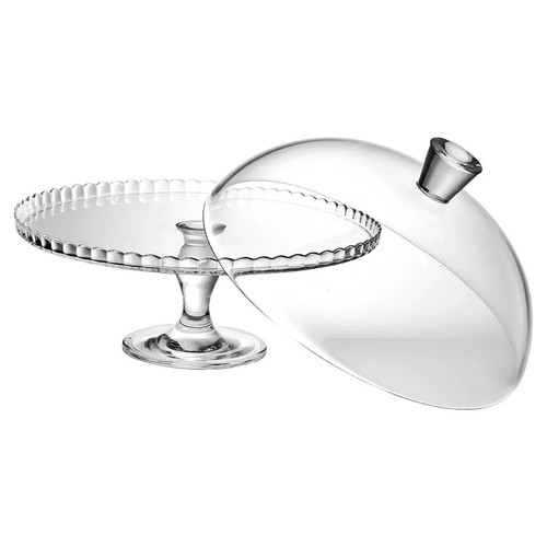 Glass footed cake stand - glass,