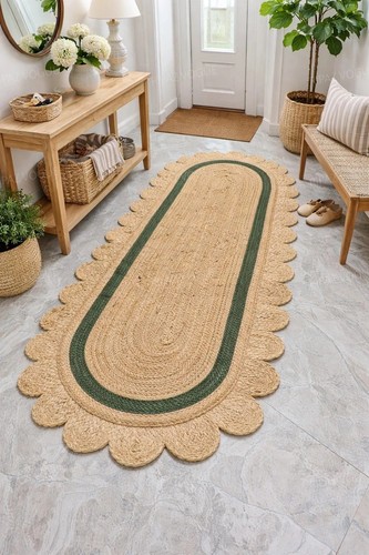 Natural jute braided runner - jute,
