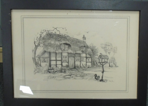 Framed print thatched - framed, a
